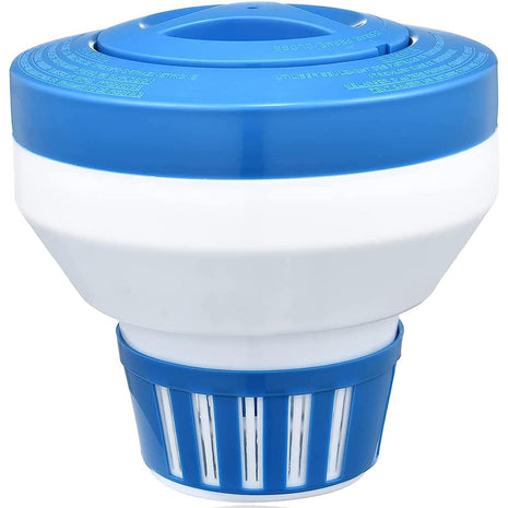 Floating Chlorine Dispenser, Pool Spa Chlorine/Bromine Floater,7 inch Large Capacity Floating Chlorinator & Bromine Holder Fits 3 Inch Chemical Tablets(Collapsible)