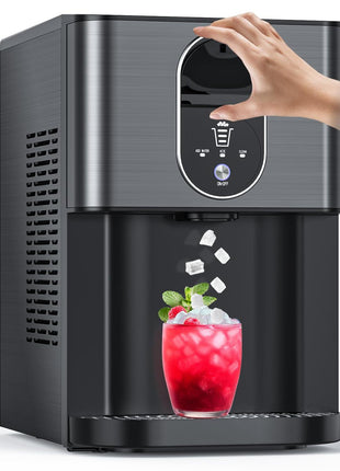 Nugget Ice Makers Countertop, Self-Dispensing Pellet Ice Maker, 44Lbs/24H, Portable Pebble Ice Maker Machine with Self-Cleaning, Soft Chewable Ice Makers for Home Kitchen Office, Silver