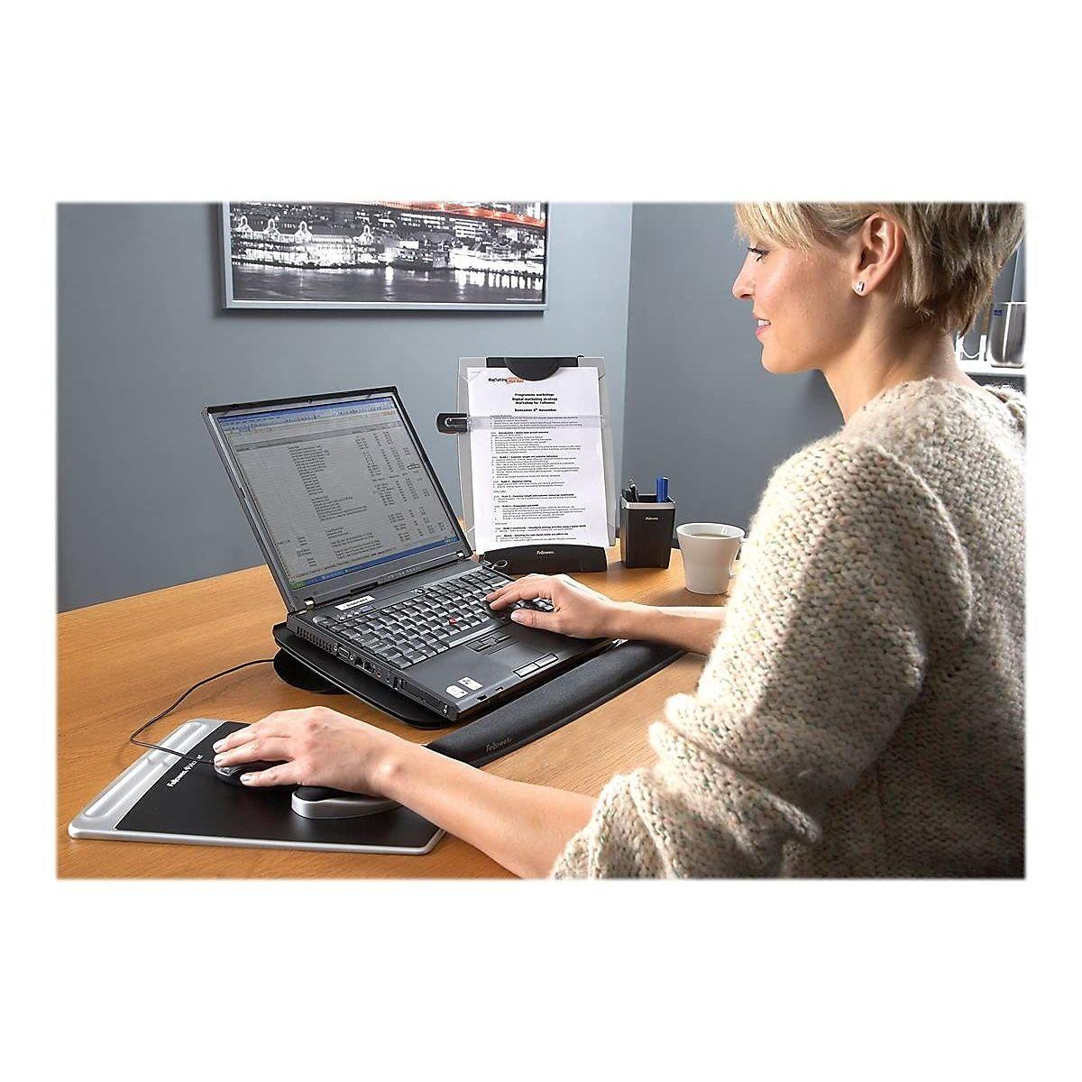 Fellowes Office Suites Desktop Copyholder with Memo Board, Black/Silver (8033201), 15" x 10.3" x 6"