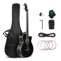 GLARRY Full Size Acoustic Electric Bass Guitar Beginner Kit, Cutaway 4 Strings Electric Acoustic Bass Guitar w/Inbuilt Tuner, Bag, Strap, Picks, Strings, Basswood Bass Guitarra, Matte Black