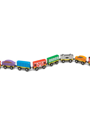 Melissa & Doug Wooden Train Cars, 8-Piece Magnetic Train Set with Toy Storage Tray, Steam Engine, Caboose, Coal & Passenger Cars, Montessori-Inspired Pretend Play Toys for Kids Ages 3+