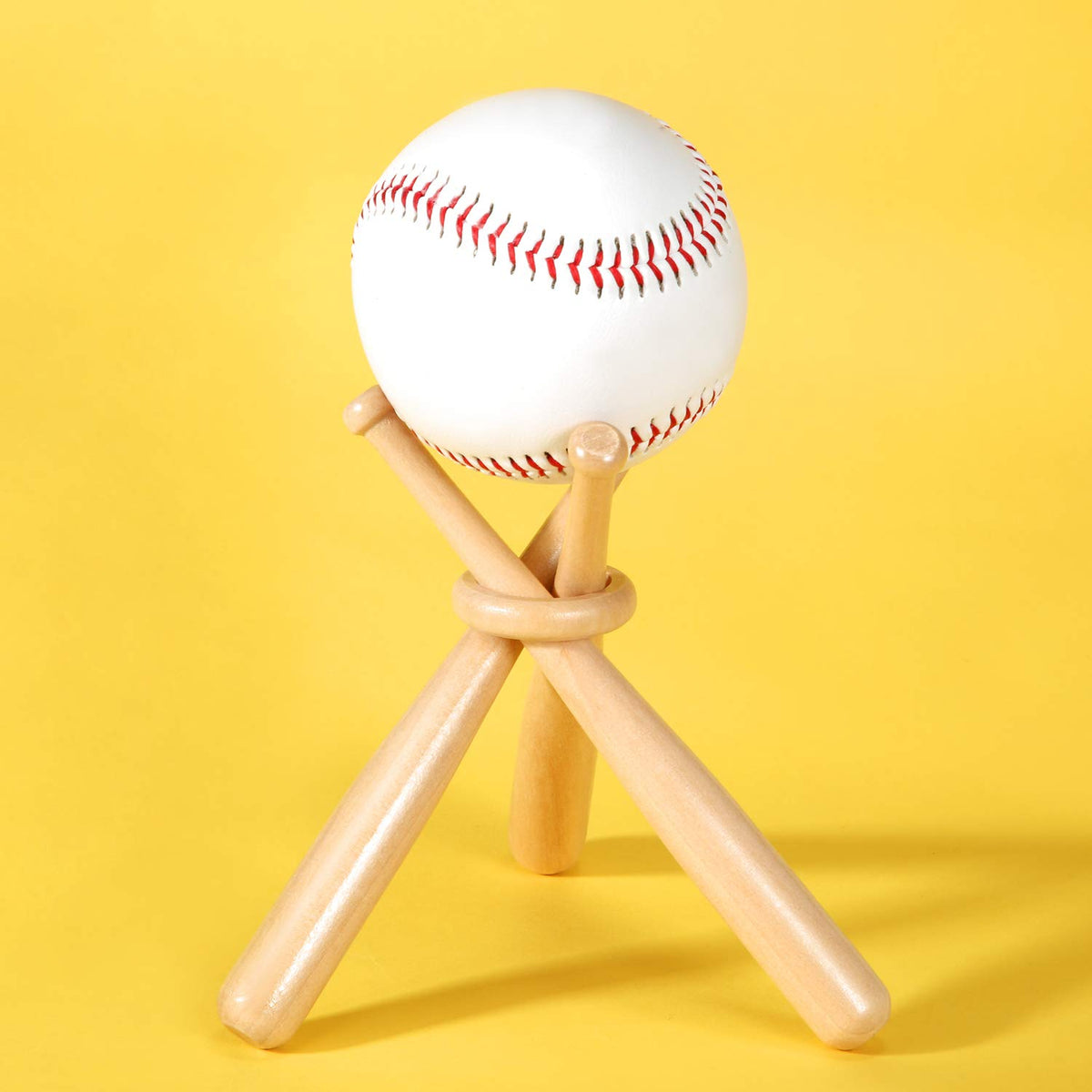 Honoson Baseball Stand Holders Balls Display Bat Wooden Stand Holder Display Centerpieces Tables for Baseball Sports Lover(1 Pack)