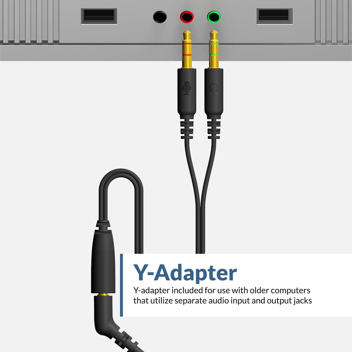 Cyber Acoustics Stereo Headset (AC-204), 3.5mm Stereo & Y-Adapter, Home, K12 School Classroom and Education
