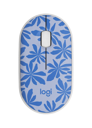 Logitech M340 Wireless Mouse with Limited Edition Prints, USB Receiver and Silent Clicks, Portable Wireless Mouse for Laptop, PC, Windows, Chrome, Surface – Blue Floral