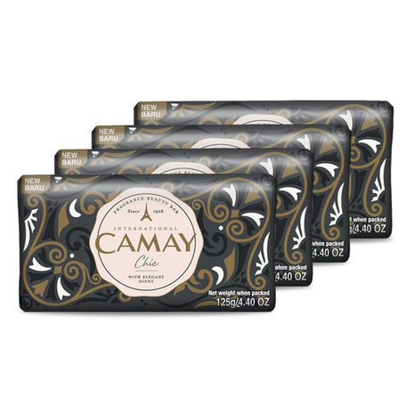 Camay Chic Citrus Beauty Soap with Aromatic Wood, Indulging French Fragrance, Moisturizing Bathing Body Soap, 125g (Pack of 4)