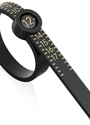 Ring Sizer 1-17 REIDEA Measuring Tool with Magnified Glass, Reusable Finger Size Gauge Jewelry Sizing Tool USA Rings Size (Black Sizer Gold Scale)