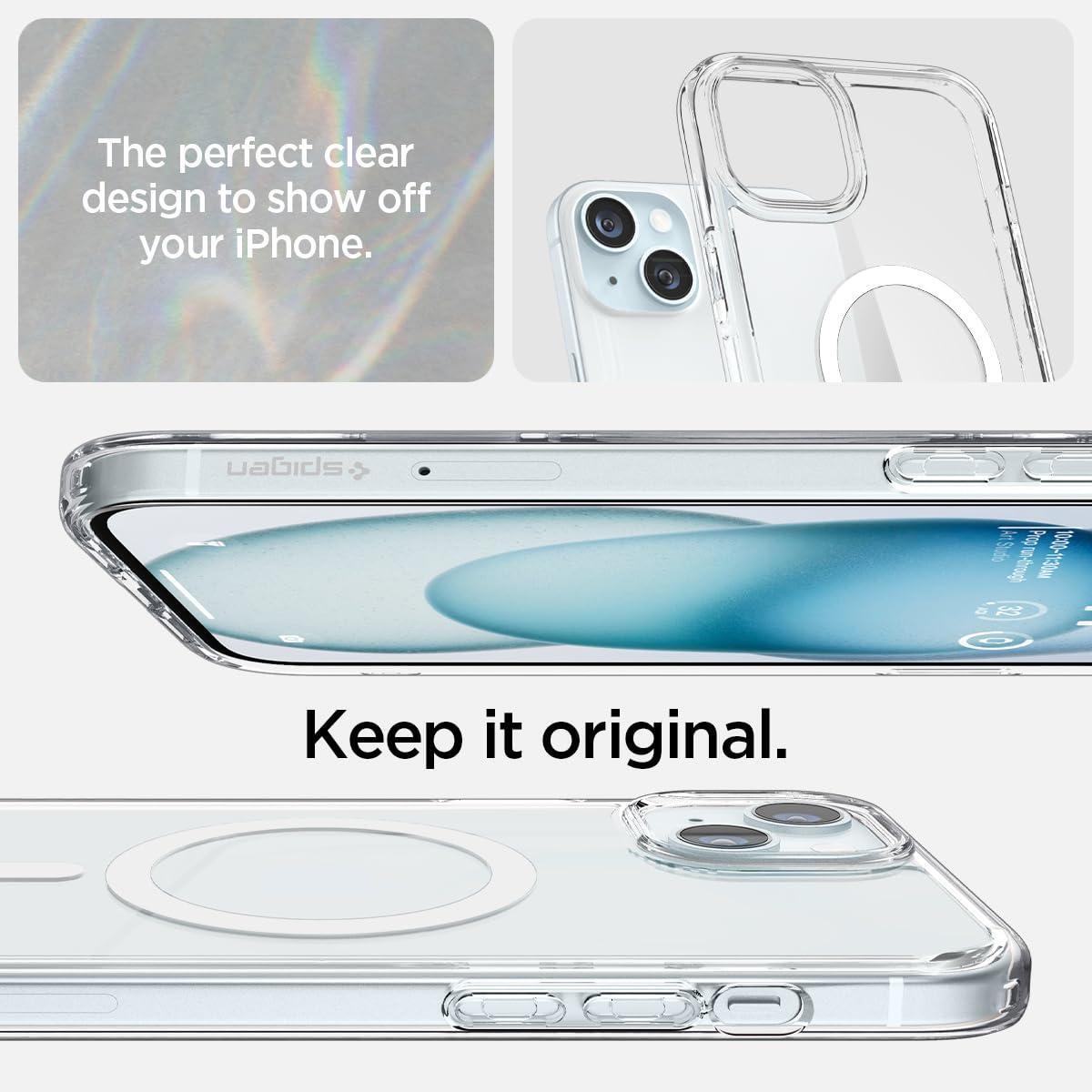 Spigen for iPhone 15 Case, Ultra Hybrid MagFit [Anti-Yellowing] [Compatible with Magsafe] - Clear