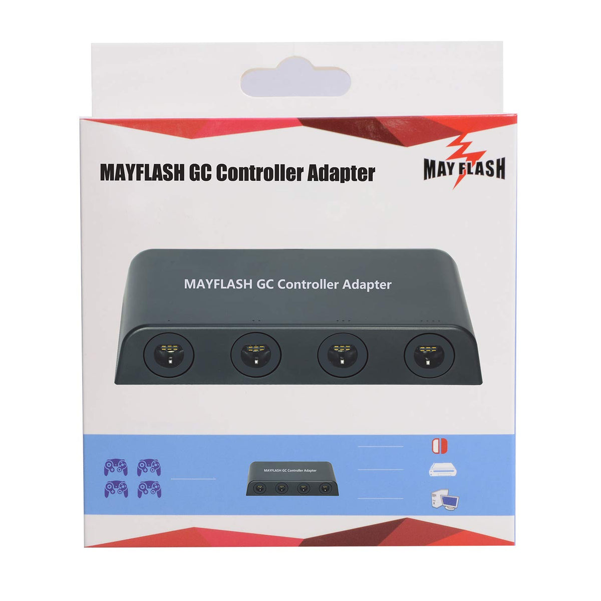MAYFLASH Gamecube Controller Adapter for Wii U, PC Windows and Switch/Switch 2, 4 Ports