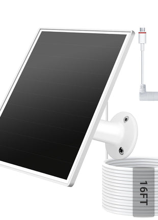Solar Panel for Ring Camera, 6W Solar Charger with USB-C & Barrel Plug for Ring Stick Up Cam Plus/Pro & Spotlight Cam Battery Series, Waterproof, 16ft Cable, White