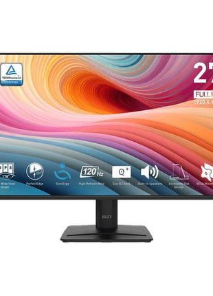 msi PRO MP275 E2 27-inch IPS 1920 x 1080 (FHD) Gaming Office Monitor, 120Hz, Free-Synch, HDMI, DisplayPort, VGA Port, VESA Mountable, Tilt, Speaker, 4-Side Slim Bezel 1ms, Black