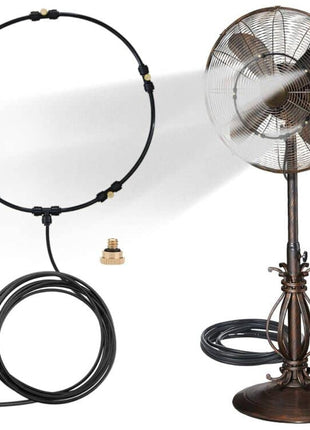 Outdoor Misting Fan Kit for a Cool Patio Breeze,Water Mister Spray for Cooling Outdoor,19.36FT (5.9M) Misting Line + 5 Brass Mist Nozzles + a Brass Adapter(3/4) Fit to Any Outdoor Fan