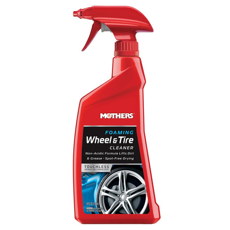 Mothers Foaming Wheel & Tire Cleaner, 24 oz. (05924) | Foaming Action Lifts Brake Dust & Grime, Safe for Factory-Coated Wheels, Restores, Cleans, Finishes Fast, Spot-Free Rinse