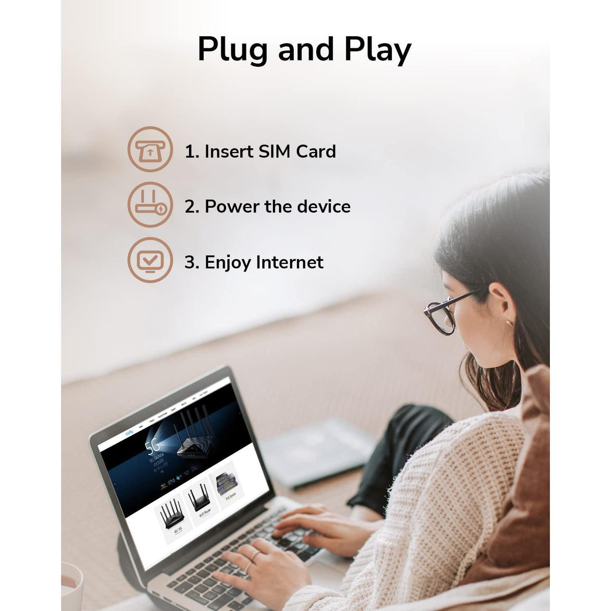 Cudy AC1200 Dual Band Unlocked 4G LTE Modem Router with SIM Card Slot, 1200Mbps Mesh WiFi, 5dBi High Gain Antennas, DDNS, VPN, Cloudflare, LT500