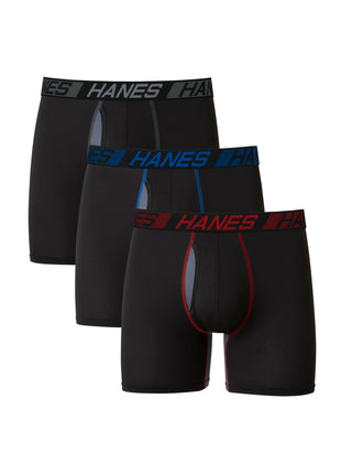 Hanes Men's Underwear Boxer Briefs Pack, 3-Pack, Total Support Pouch, Long or Short-Leg Boxer Briefs
