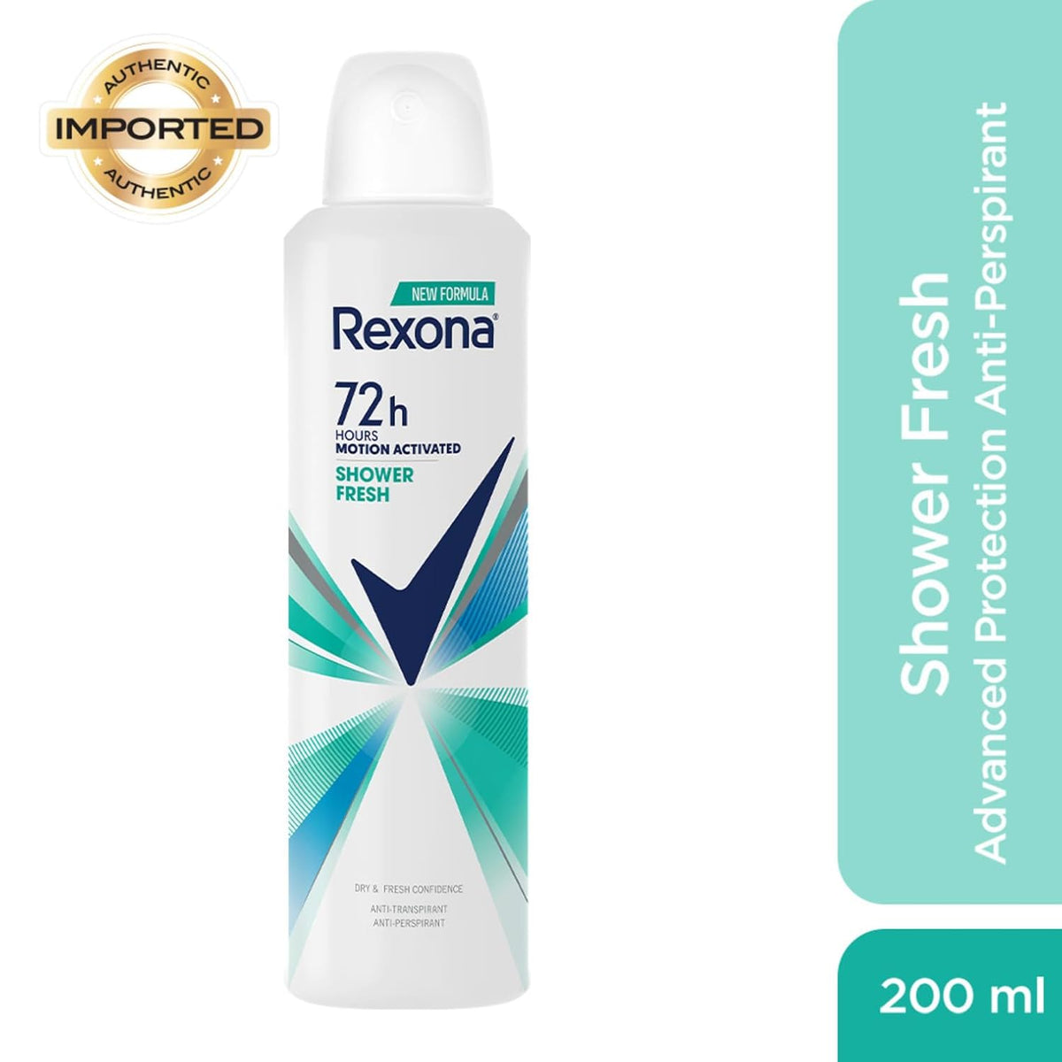 Rexona Shower Fresh Advanced Protection Anti-Perspirant Deodorant for Women | 72H* Odour Protection | 0%* Alcohol | Dry Shield Technology & Invigorating Scent | 200ml