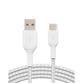 Belkin USB A to USB C Cable, 6.6ft, 15W - Type C Charger, iPhone Charger Cord, Soft, Braided, Flexible for iPhone 16 & 15, Galaxy S25, Pixel 9, iPad Pro, Airpods Pro, Switch & More - White