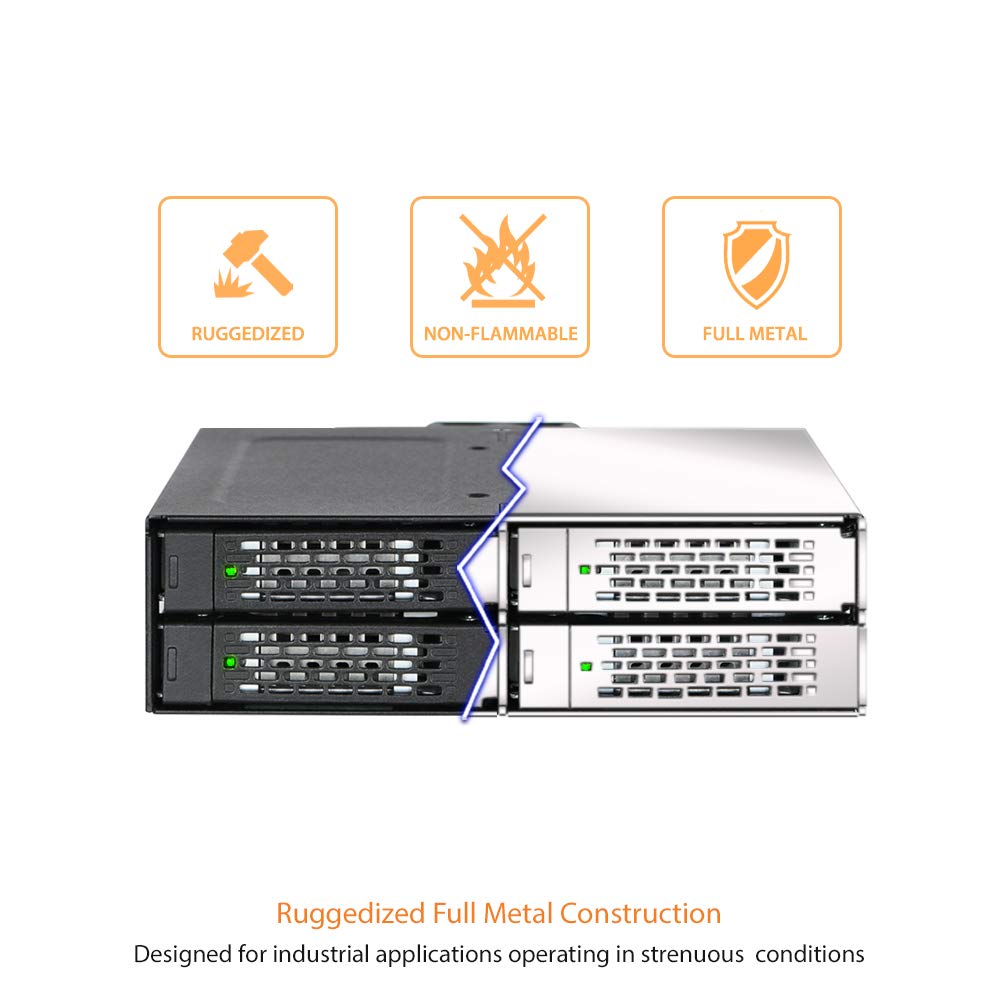 ICY DOCK 4 Bay 2.5 SAS/SATA HDD/SSD Metal Mobile Rack Enclosure for 5.25" Bay (with Fan Control) | ToughArmor MB607SP-B