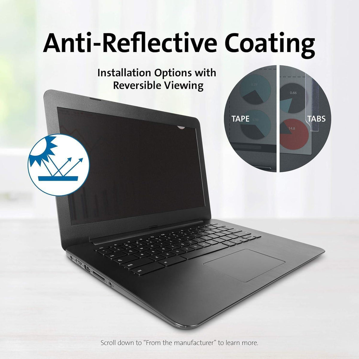 Kensington 16 inch Laptop Privacy Screen Laptop, 16:10 Laptop Screen Privacy Filter, Anti-Glare, Blue Ray Reduction, Compatible with HP/Dell/Acer/Asus/Samsung/Lenovo (K55803WW)