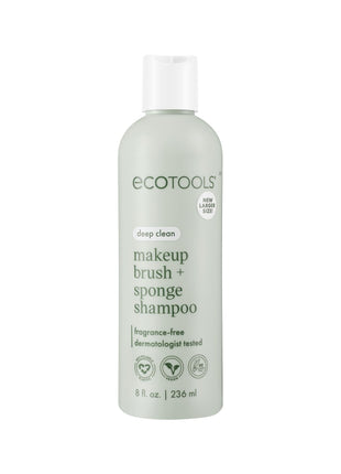 EcoTools Makeup Brush Cleanser + Sponge Shampoo, Fragrance-Free, 8 Fl Oz | Cleaner brushes and sponges, makeup brush soap for daily washing, beauty blender cleaner, plant based, sulfate free