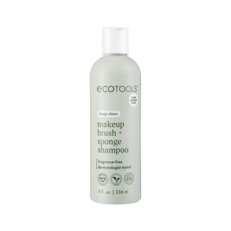 EcoTools Makeup Brush Cleanser + Sponge Shampoo, Fragrance-Free, 8 Fl Oz | Cleaner brushes and sponges, makeup brush soap for daily washing, beauty blender cleaner, plant based, sulfate free