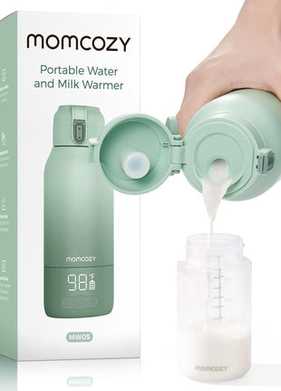 Momcozy Portable Bottle Warmer for Travel – Dual Heating Modes for Breast Milk & Water, Portable Milk Warmer with Fast Heating & Long Battery Life, 17 Ounces Large Capacity to Meet Your All-Day Needs