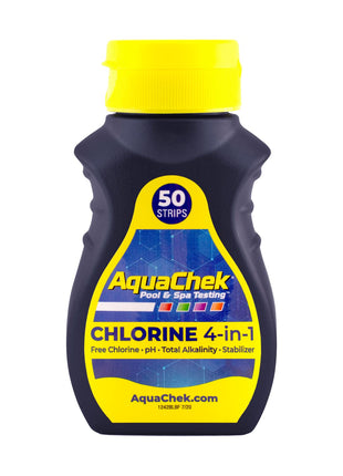 AquaChek Yellow 4-Way Pool and Spa Test Strips - 50 Yellow Test Strips - Swimming Pool Test Strips For pH, Free Chlorine, Total Alkalinity, and Cyanuric Acid - Quick and Accurate Results - Testing Kit