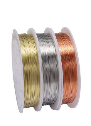 3 Rolls Jewelry Beading Wires, 0.2mm/ 32 Gauge Tarnish Resistant Copper Wires for Jewelry Making Supplies and Craft