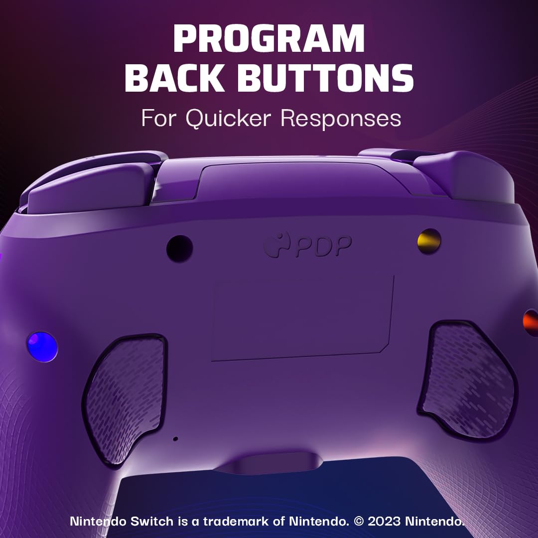 PDP Afterglow Wave Wireless RGB Gaming Controller - Nintendo Switch/Switch Lite/Switch - OLED Model, Nintendo Switch 2, LED Lighting, Rechargeable Battery - Purple