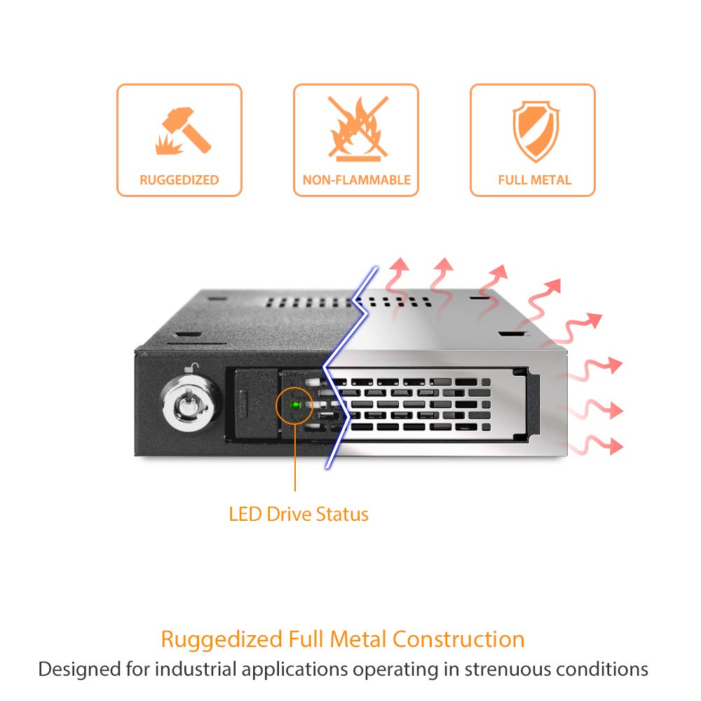 ICY DOCK Rugged Full Metal 2.5” SATA HDD & SSD Mobile Rack for External 3.5" Drive Bay | ToughArmor MB991SK-B