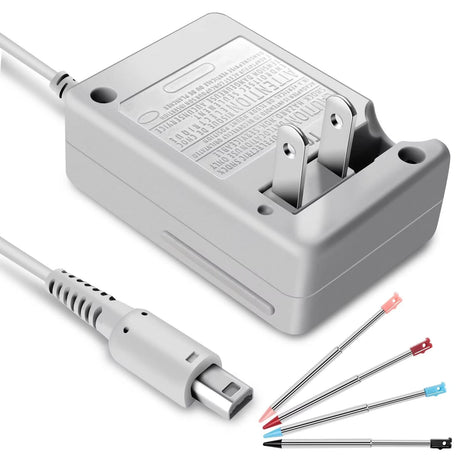 3DS Charger Kit Compatible with Nintendo 3DS/ New 3DS XL/DSi/DSi XL/2DS/ 2DS XL 100-240V Wall Plug Adapter with 4 Metal Retractable Stylus Pen for 3DS/3DS XL/3DS LL