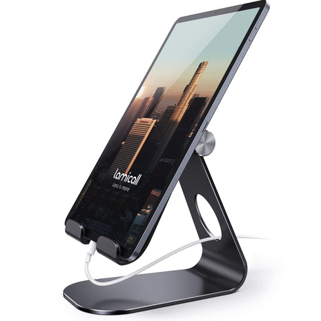 Lamicall Tablet Stand Adjustable, Tablet Stand : Desktop Stands Holder Gifts Compatible with Tablets Such as iPad 2018 Pro 9.7, 10.5, Air Mini 4 3 2, Kindle, iPhone 17 Max, E-Reader (4-13'')- Black