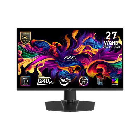 msi MAG 271QP QD-OLED X24 26.5 Inch WQHD Gaming Monitor - 2560 x 1440 Quantum Dot OLED Panel 240Hz / 0.03ms, 99% DCI-P3, ΔE≤2, DisplayHDR True Black 400, DP 1.4a, HDMI 2.1