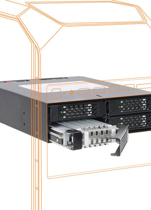 ICY DOCK Full Metal 4 x 2.5 SAS/SATA HDD/SSD Mobile Rack Enclosure for 5.25" Bay (with Fan Control) | ToughArmor MB994SP-4SB-1