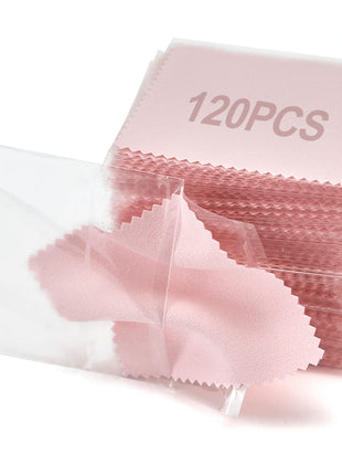 PINGMIC 120PCS Jewelry Cleaning Cloth, Professional Polishing Cloth Individually Wrapped, Pink Silver Polishing Cloth for Jewelry Sterling Silver Gold Platinum Watch Coins and More (3.15 inch x 3.15 inch)