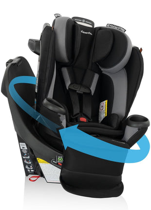 Evenflo Revolve360 Extend All-in-One Rotating Car Seat | with Quick Clean Cover, Rear-Facing, Forward-Facing, Highback Booster Mode, Infant to 12 Years (Revere Gray)