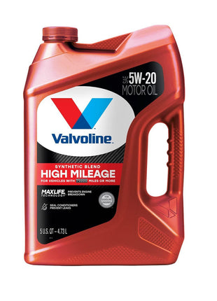 Valvoline High Mileage with MaxLife Technology SAE 5W-20 Synthetic Blend Motor Oil 5 QT