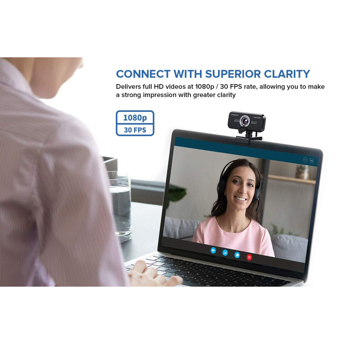 Creative Live! Cam Sync 1080p V2 Full HD Wide-Angle USB Webcam with Auto Mute and Noise Cancellation for Video Calls, Improved Dual Built-in Mic, Privacy Lens Cap, Universal Tripod Mount…