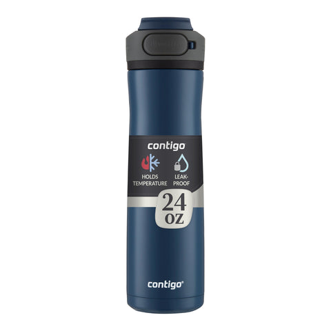 Contigo Cortland Chill 2.0 Blueberry Stainless Steel Water Bottle Vacuum-Insulated Spill-Proof Lid 24oz Ideal for Hot or Cold Drinks Interchangeable Lid Perfect for Kids & Adults