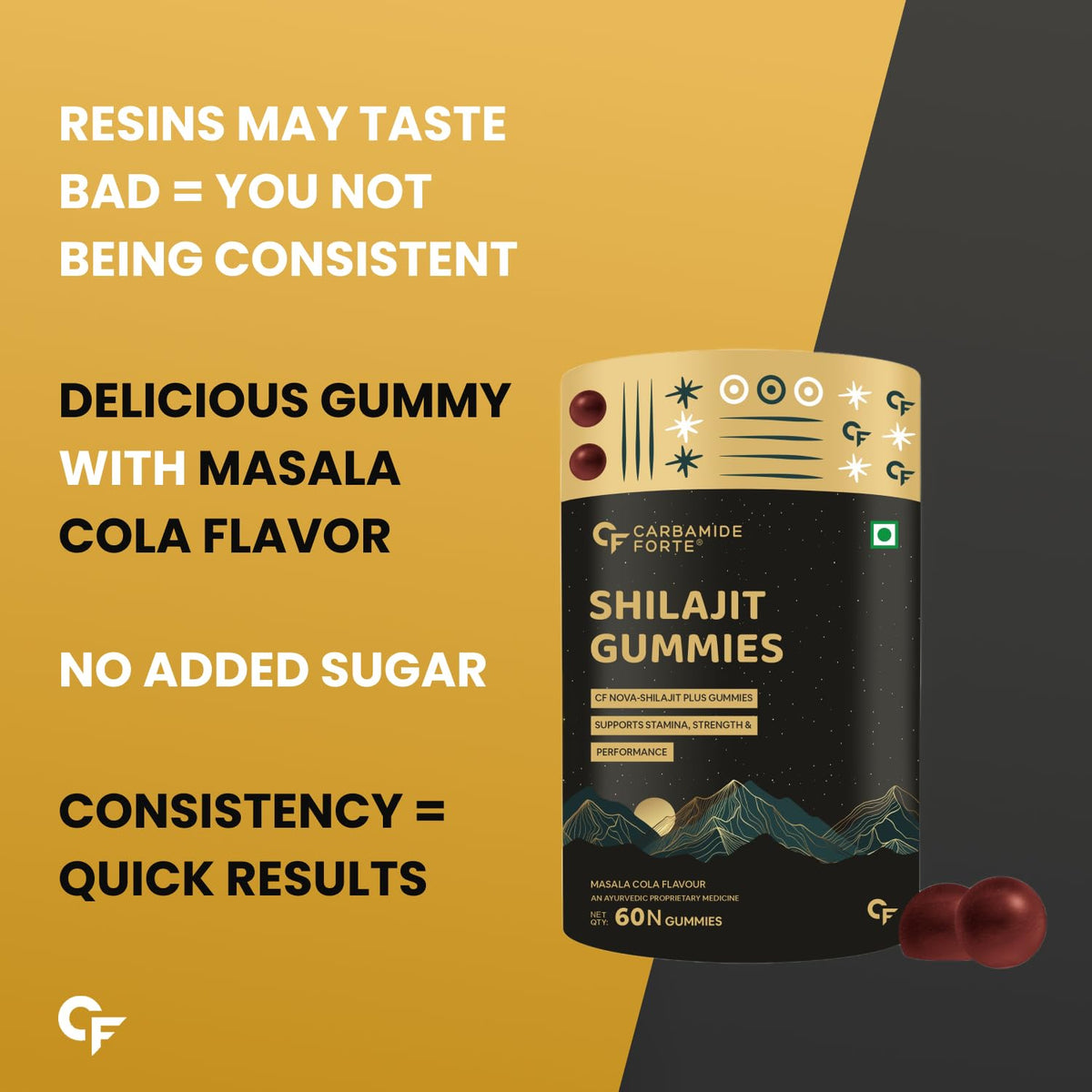 Carbamide Forte Himalayan Shilajeet/Shilajit Gummies | Improves Strength, Stamina And Immunity | Shilajit Original Gold Gummies For Men & | 60 Gummies