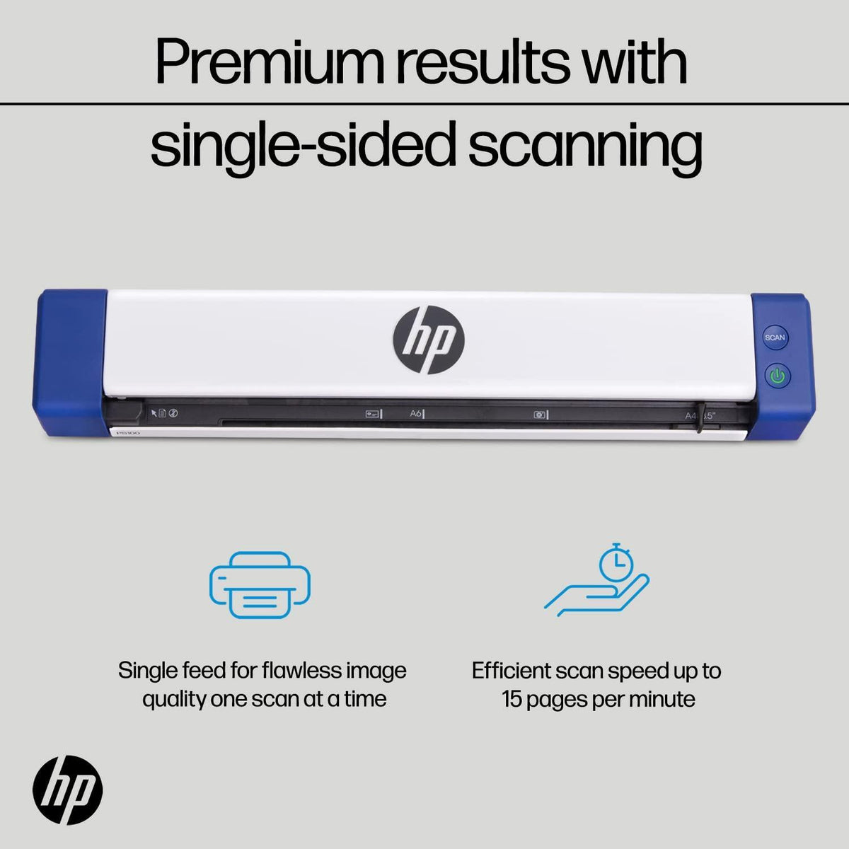 HP Small USB Document & Photo Scanner for Portable 1-Sided Sheetfed Digital Scanning, Model HPPS100, for Home, Office & Business, PC and Mac Compatible, HP WorkScan Software Included