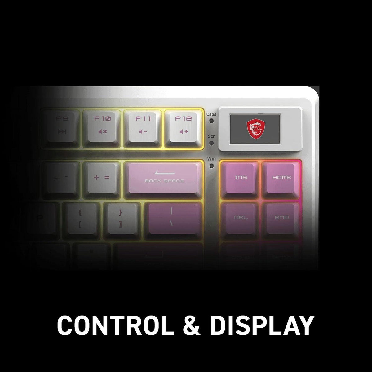 MSI Forge GK600 TKL W Violet US - Mechanical Linear SWITCHES - Dye-Sublimated PBT Keycaps, Anti-Slip Base, RGB LED, USB 2.0, Bluetooth, 2.4 GHz - Tenkeyless