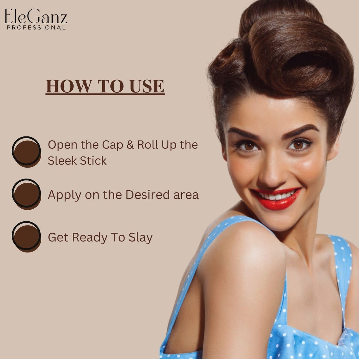 Eleganz Sleek Stick | Hair Wax Stick | High Shine | Sets Flyaways | Non Sticky | No Build-up | 100% Natural Ingredients | 65 ml