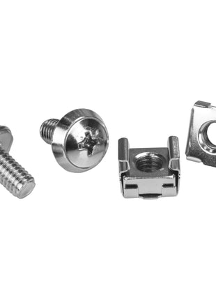 StarTech 20-Pack M6 12mm Screws, Square Hole Cage Nuts and Installation Tool, Hardware Mounting Kit for 19 inch or 10 inch Server Racks, Cabinets and Enclosures, Silver - TAA