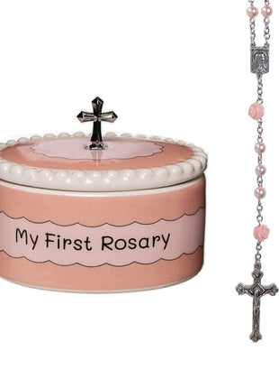 Cascade Goods - Girls My First Pink Rosary & Keepsake Box, Catholic Baptism Gifts for Baby Girl or Dedication Baptism Gifts for Girl or Kids