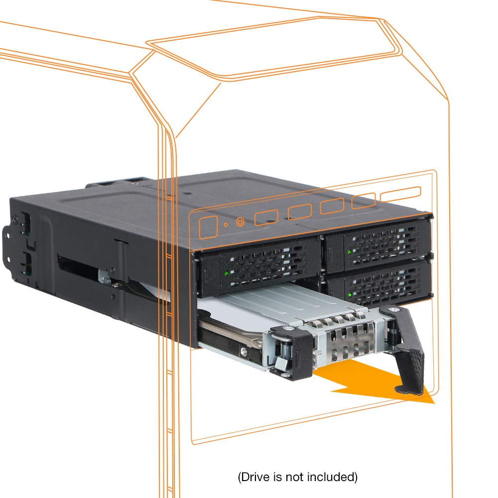 ICY DOCK 4 Bay 2.5 SAS/SATA HDD/SSD Metal Mobile Rack Enclosure for 5.25" Bay (with Fan Control) | ToughArmor MB607SP-B