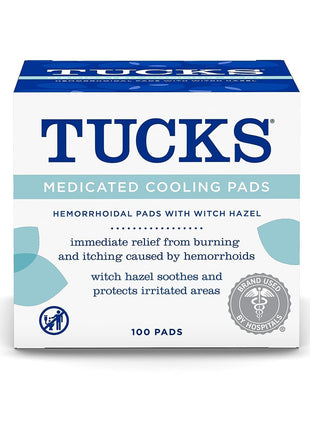 TUCKS Medicated Cooling Pads, 100 Count – Hemorrhoid Pads with Witch Hazel, Cleanses Sensitive Areas, Protects from Irritation, Hemorrhoid Treatment, Medicated Pads Used by Hospitals