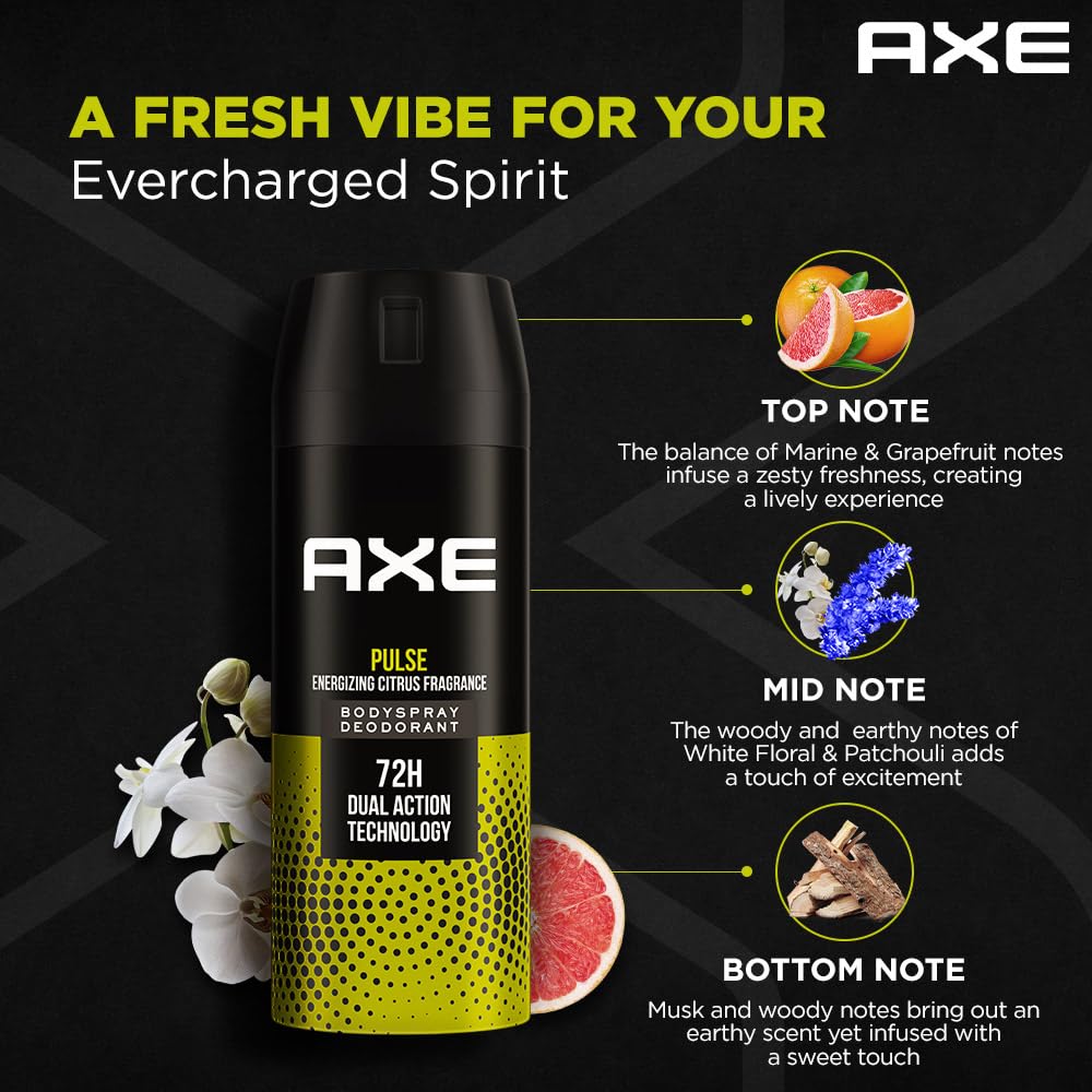 AXE Pulse Long Lasting Deodorant Bodyspray For Men 150 Ml, Pack of 1