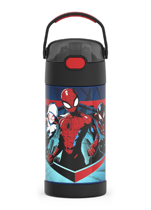 THERMOS FUNTAINER Water Bottle with Straw, 12oz, Spider-Man | Kids Stainless Steel Insulated Water Bottle, Keeps Drinks Cold Longer for School & Play, BPA-Free