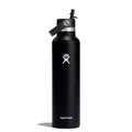 Hydro Flask Water Bottle - Insulated Stainless Steel - Straw Lid, Non Spill, Leakproof 24 Oz Black
