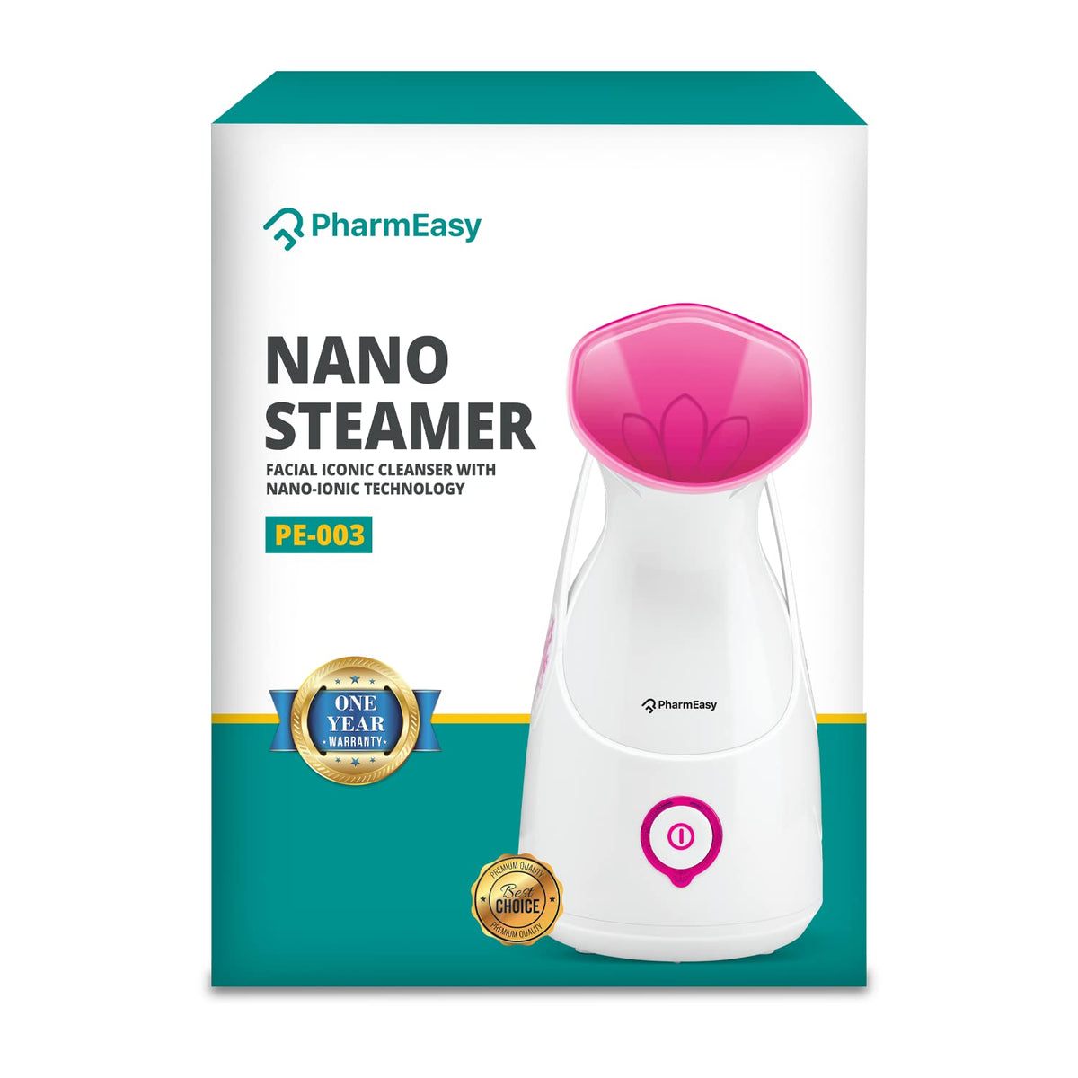 PharmEasy Steamer for Cold & Cough, Vapourizer & Steamer for Face steam, Steam Inhaler & Vaporizer Machine with Nano-Ionic Technology, UV Steam Sterilization, Fast Mist in 50sec, Aroma Diffuser Tray